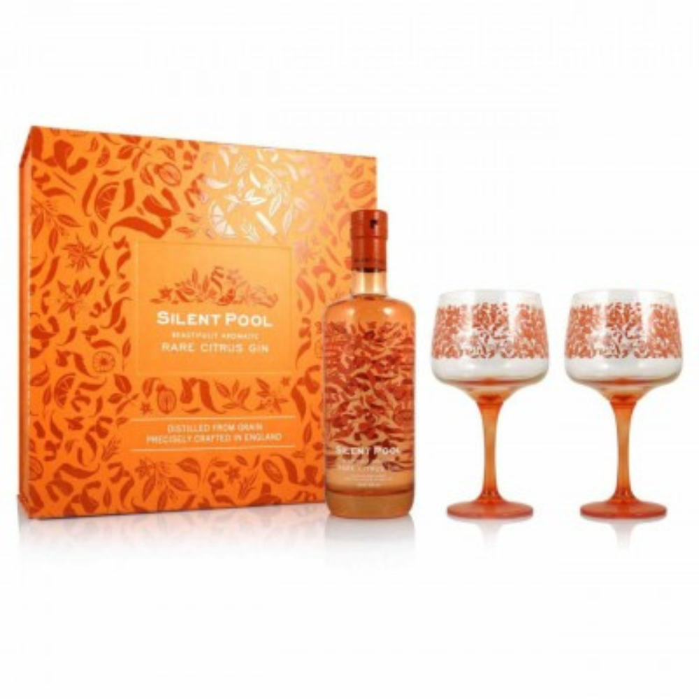 38312266 B Silent Pool Gin Rare Citrus 70cl Giftbox & 2 glasses