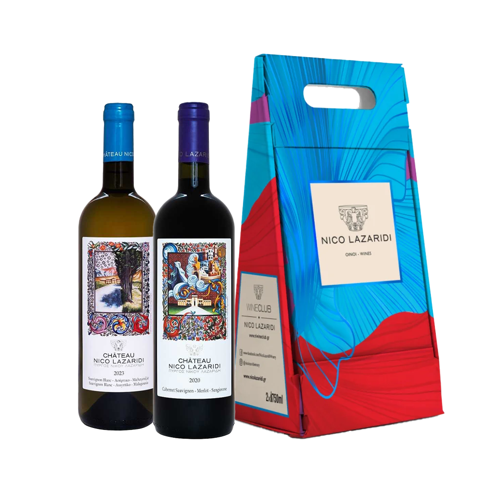 35372043-Château Nico Lazaridi Dry Red Wine & Dry White Wine in giftbox 2x75cl Château Nico Lazaridi Dry Red Wine & Dry White Wine in giftbox